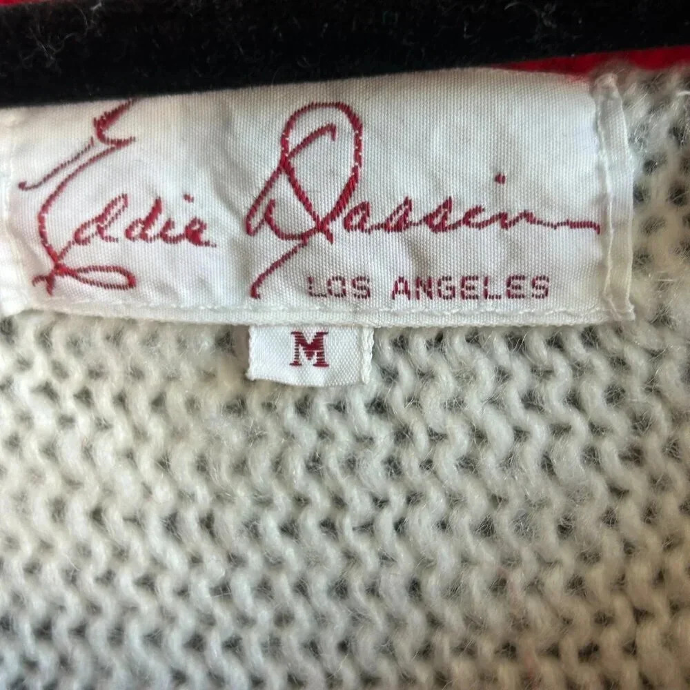 Eddie Dassin Vintage 90s Red Geometric Pattern Casual Sweater Size Medium - Picture 4 of 9